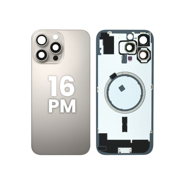Back Glass with Frame and MagSafe Magnet for iPhone 16 Pro Max  (NO LOGO) (NATURAL TITANIUM)