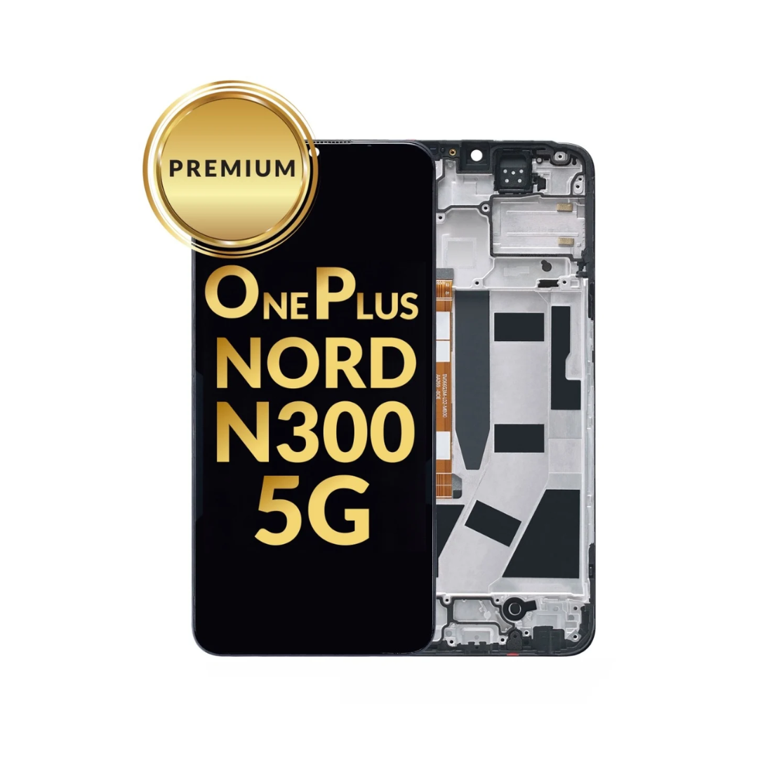 Pantalla LCD con marco para OnePlus Nord N300 5G (NEGRO) (Premium)