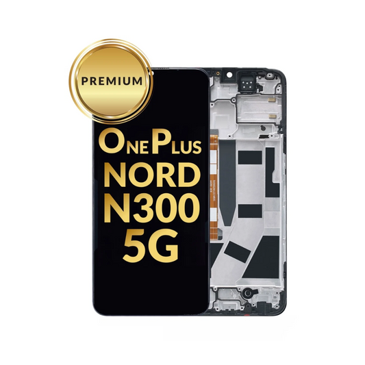 Pantalla LCD con marco para OnePlus Nord N300 5G (NEGRO) (Premium)