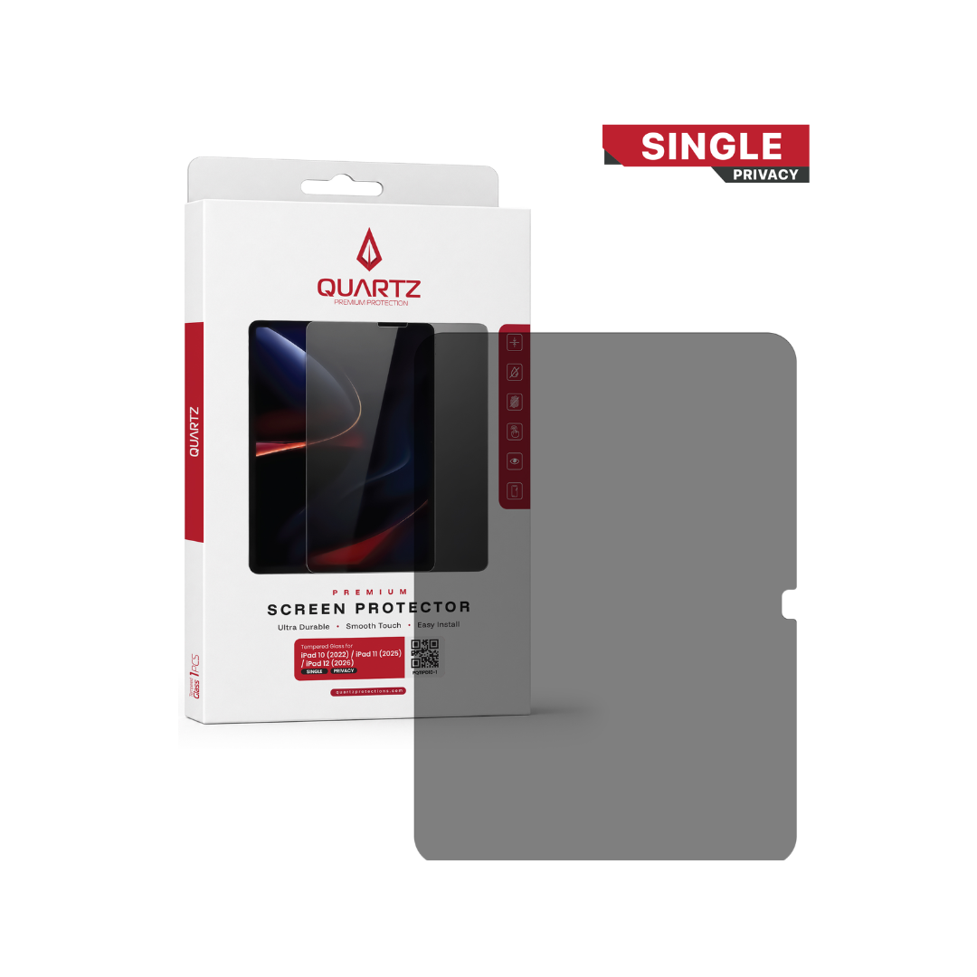 QUARTZ Privacy Tempered Glass for iPad 10 (2022) / iPad 11 (2025) / iPad 12 (2026)