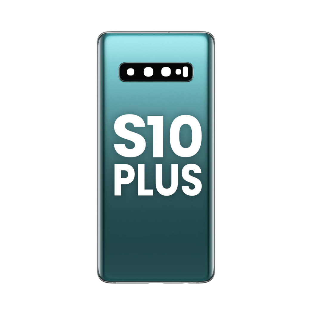 Cristal trasero con lente de cámara y adhesivo para Galaxy S10 Plus (VERDE PRISMA)