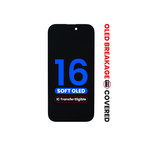 OLED Assembly for iPhone 16 (Aftermarket Soft / QV8) (IC Transfer Eligible) (Exclusive OLED Breakage Warranty)