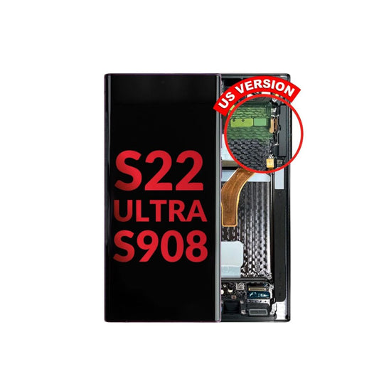 Samsung Galaxy S22 Ultra S908 OLED Assembly w/Frame (PHANTOM BLACK) (Aftermarket)