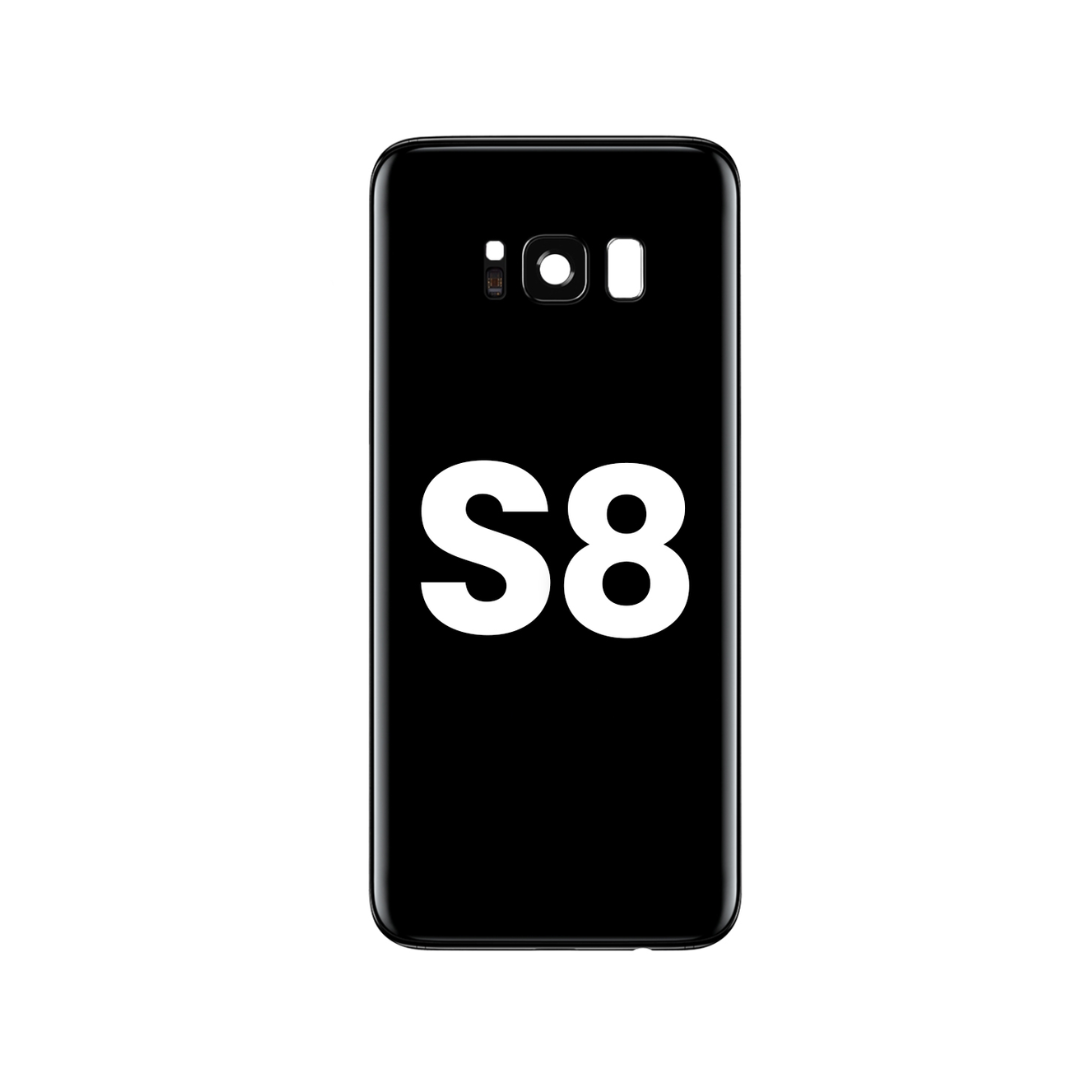 Cristal trasero con lente de cámara y adhesivo para Galaxy S8 (NEGRO)