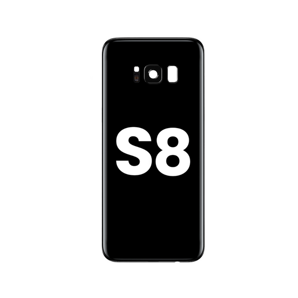 Back Glass with Camera Lens and Adhesive for Galaxy S8 (BLACK)