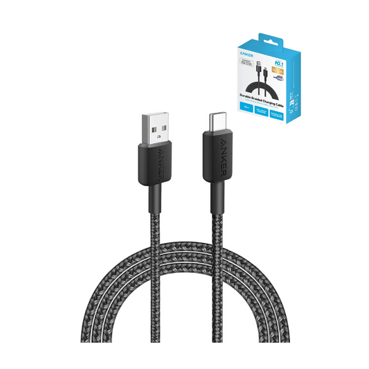 Cable de carga trenzado USB CA Anker 322 (NEGRO) (3 m) (15 W)