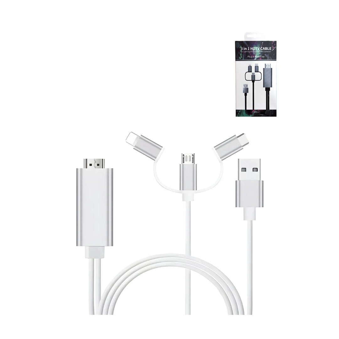 Display 3in1 Cable for HDMI & USB L / M / C (HDTV / Charging & Data)