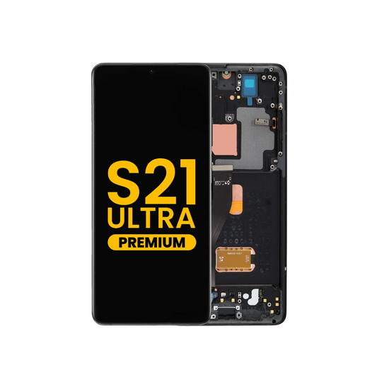 OLED Assembly with Frame for Galaxy S21 Ultra 5G (G998) (PHANTOM BLACK) (Premium)