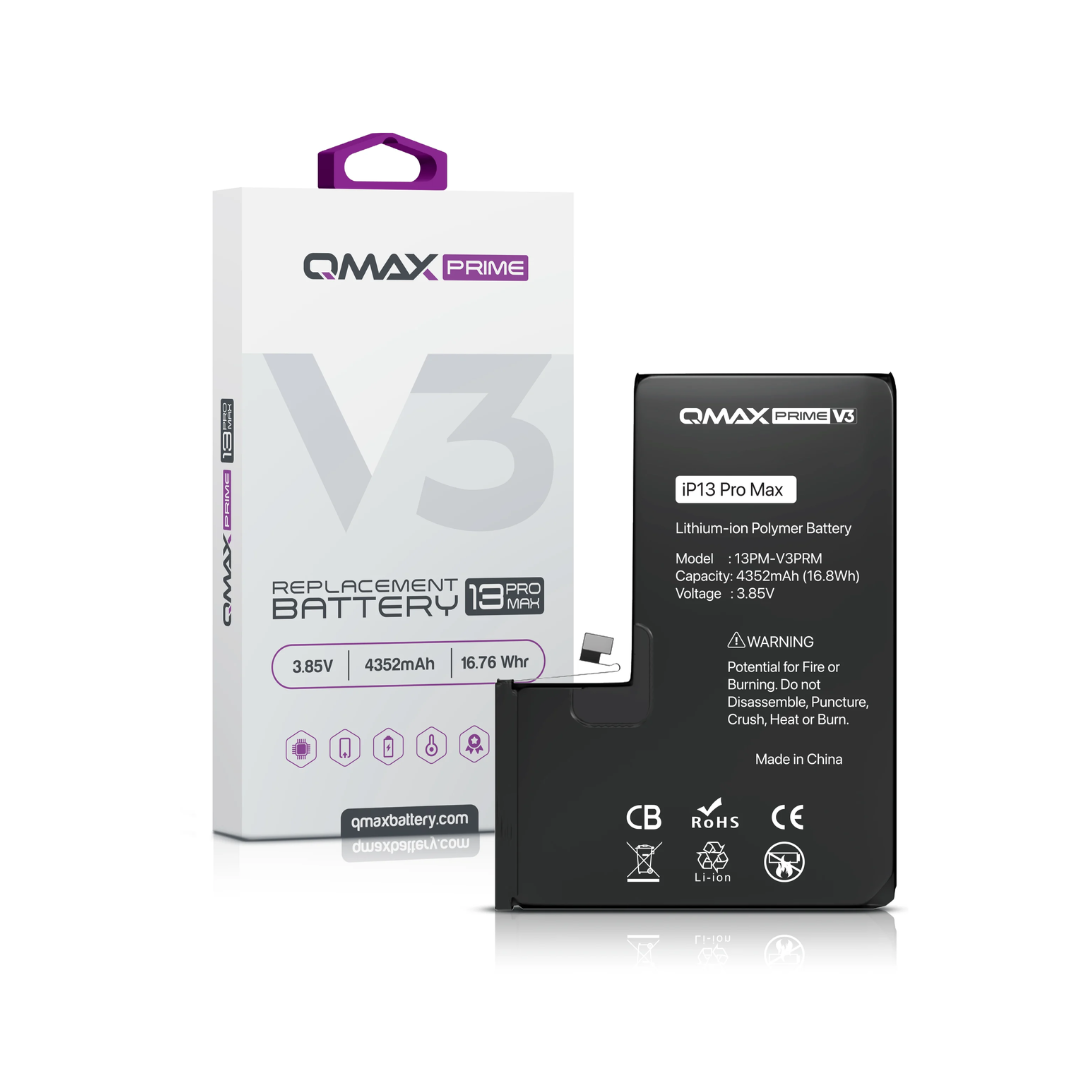 QMAX Prime V3 Replacement Battery for iPhone 13 Pro Max (No Pop-Up) (4352 mAh)