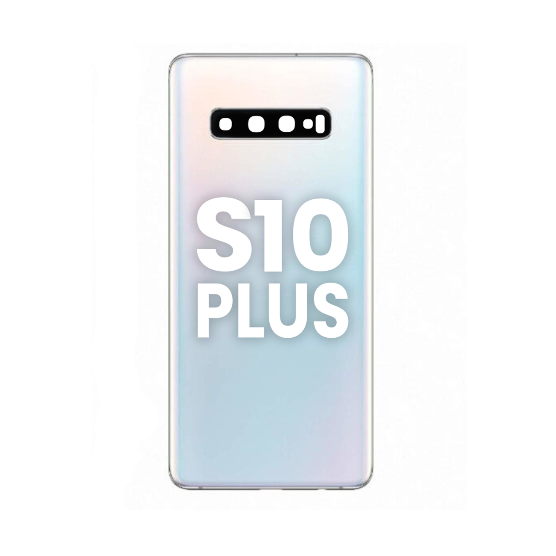 Cristal trasero con lente de cámara y adhesivo para Galaxy S10 Plus (BLANCO PRISMA)
