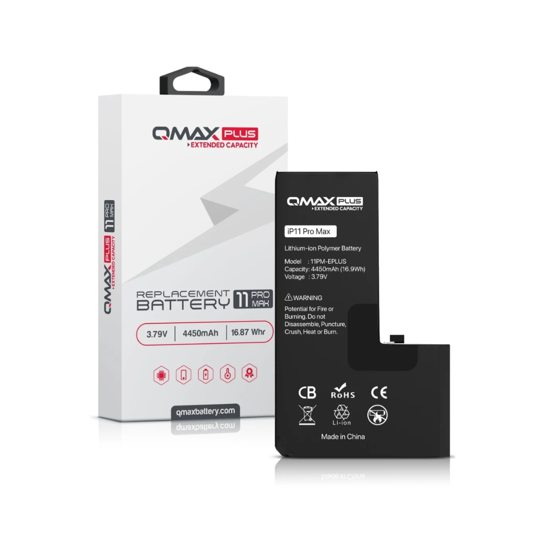 Batería de repuesto QMAX Plus de capacidad extendida para iPhone 11 Pro Max (4450 mAh)