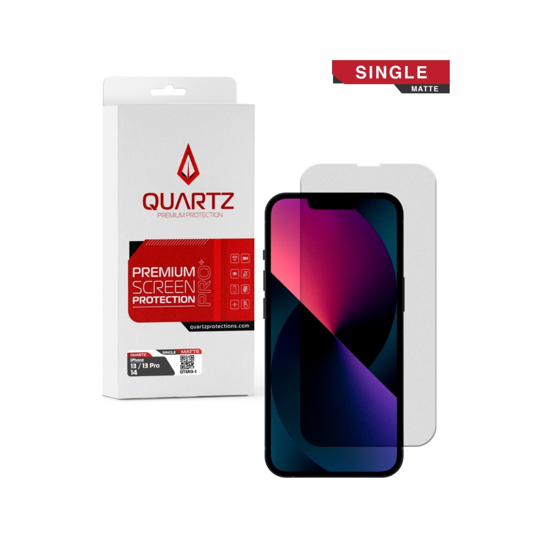 QUARTZ Matte Tempered Glass for iPhone 13 / 13 Pro / 14 / 16e / 17e