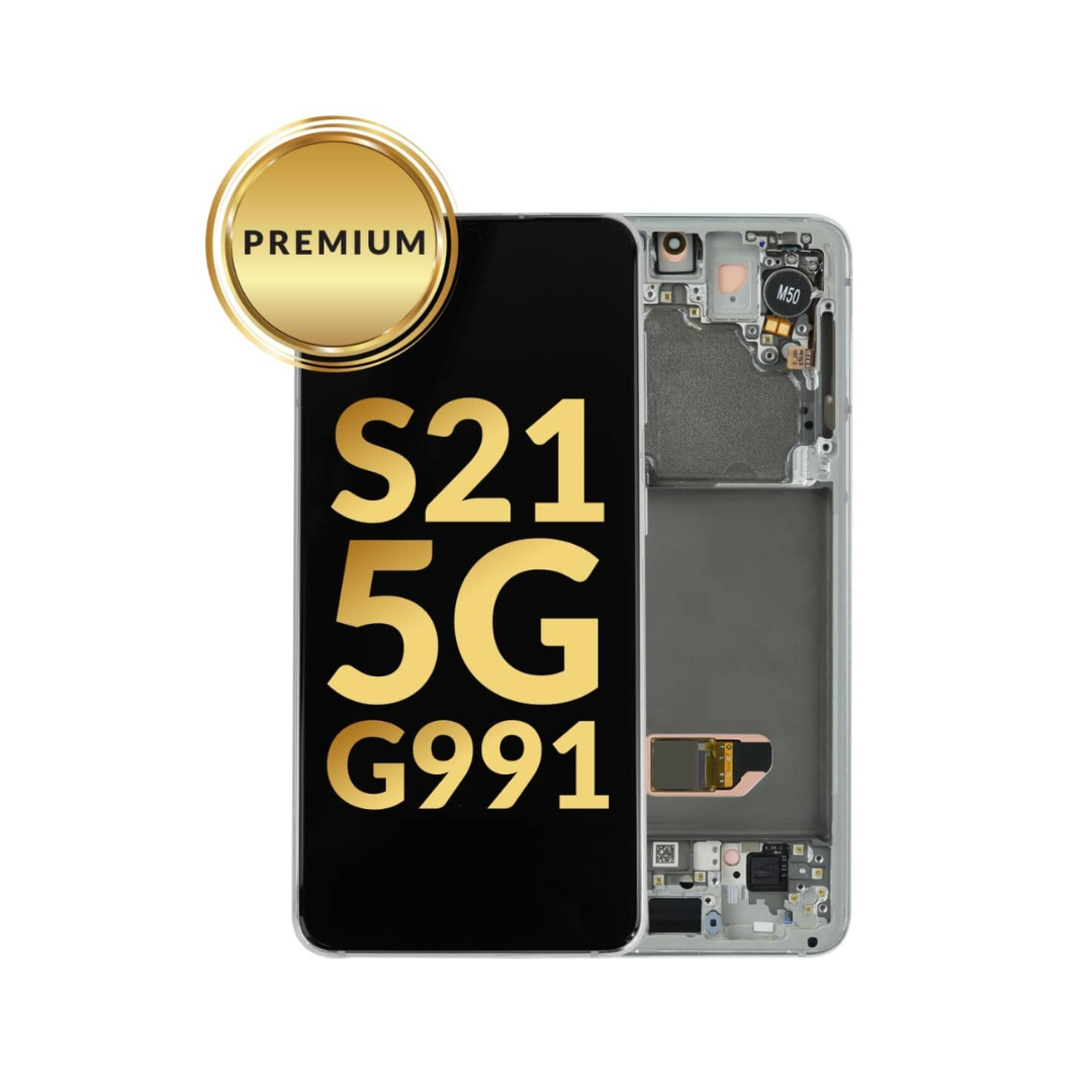 Ensamblaje OLED con marco para Galaxy S21 (G991) (PHANTOM SILVER) (Premium)