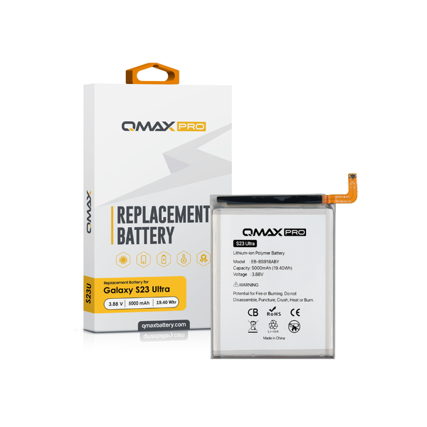 QMAX Pro Replacement Battery for Galaxy S23 Ultra (5000 mAh) (EB-BS918ABY)