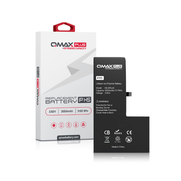 Batería de repuesto QMAX Plus de capacidad extendida para iPhone XS (3050 mAh)