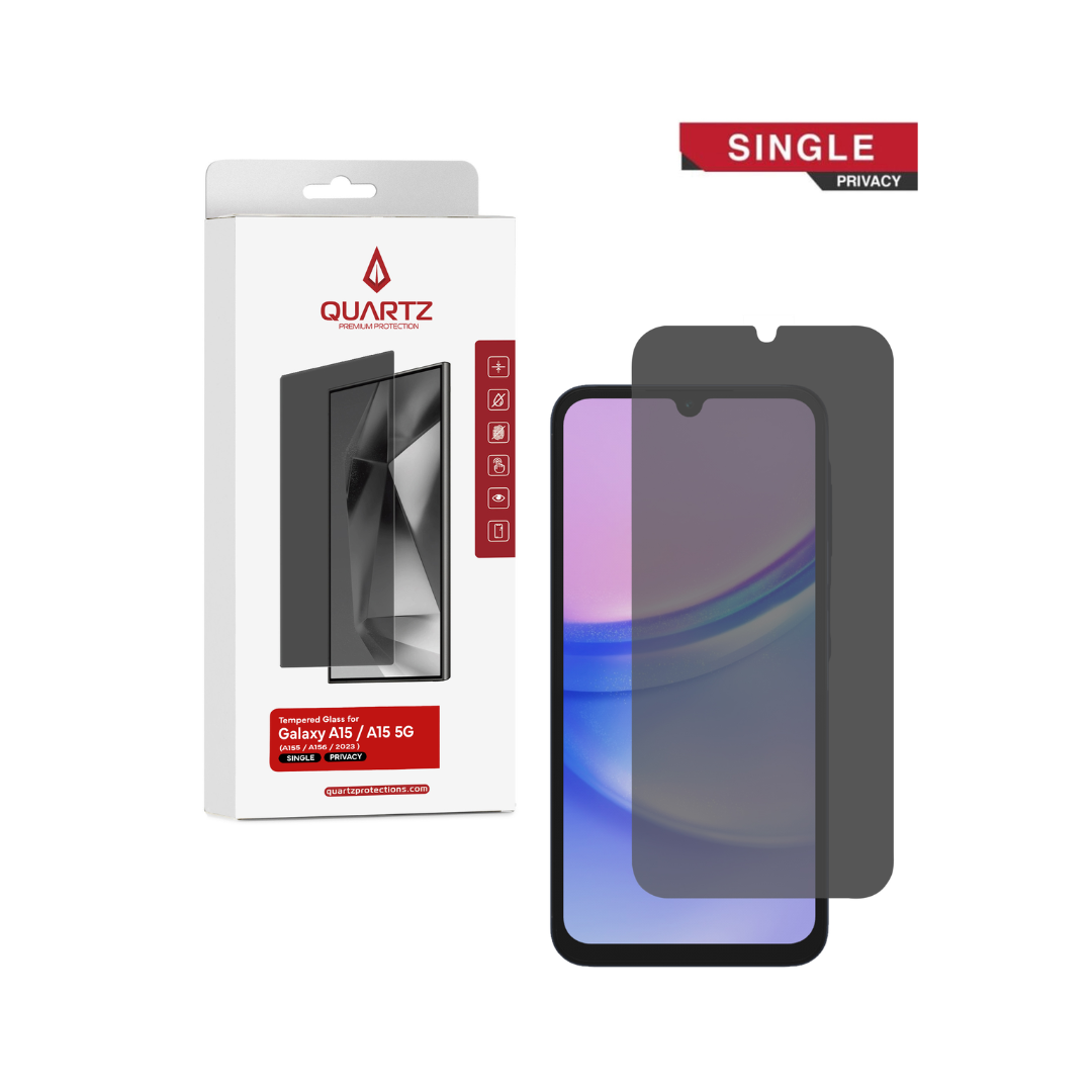 QUARTZ Privacy Tempered Glass for Galaxy A15 4G (A155 / 2023) / A15 5G (A156 / 2023)