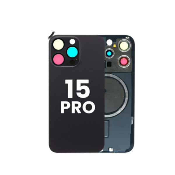 Cristal trasero con marco e imán MagSafe para iPhone 15 Pro (SIN LOGO) (TITANIO NEGRO)
