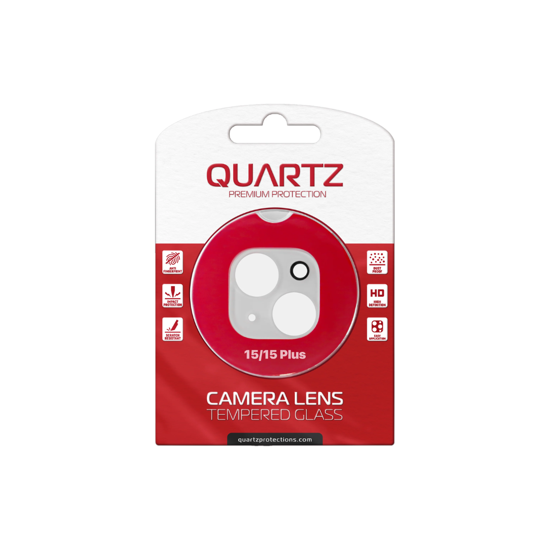 QUARTZ Clear Back Camera Tempered Glass for iPhone 15 / 15 Plus