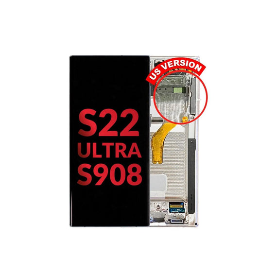 Samsung Galaxy S22 Ultra S908 OLED Assembly w/Frame (WHITE) (Aftermarket)