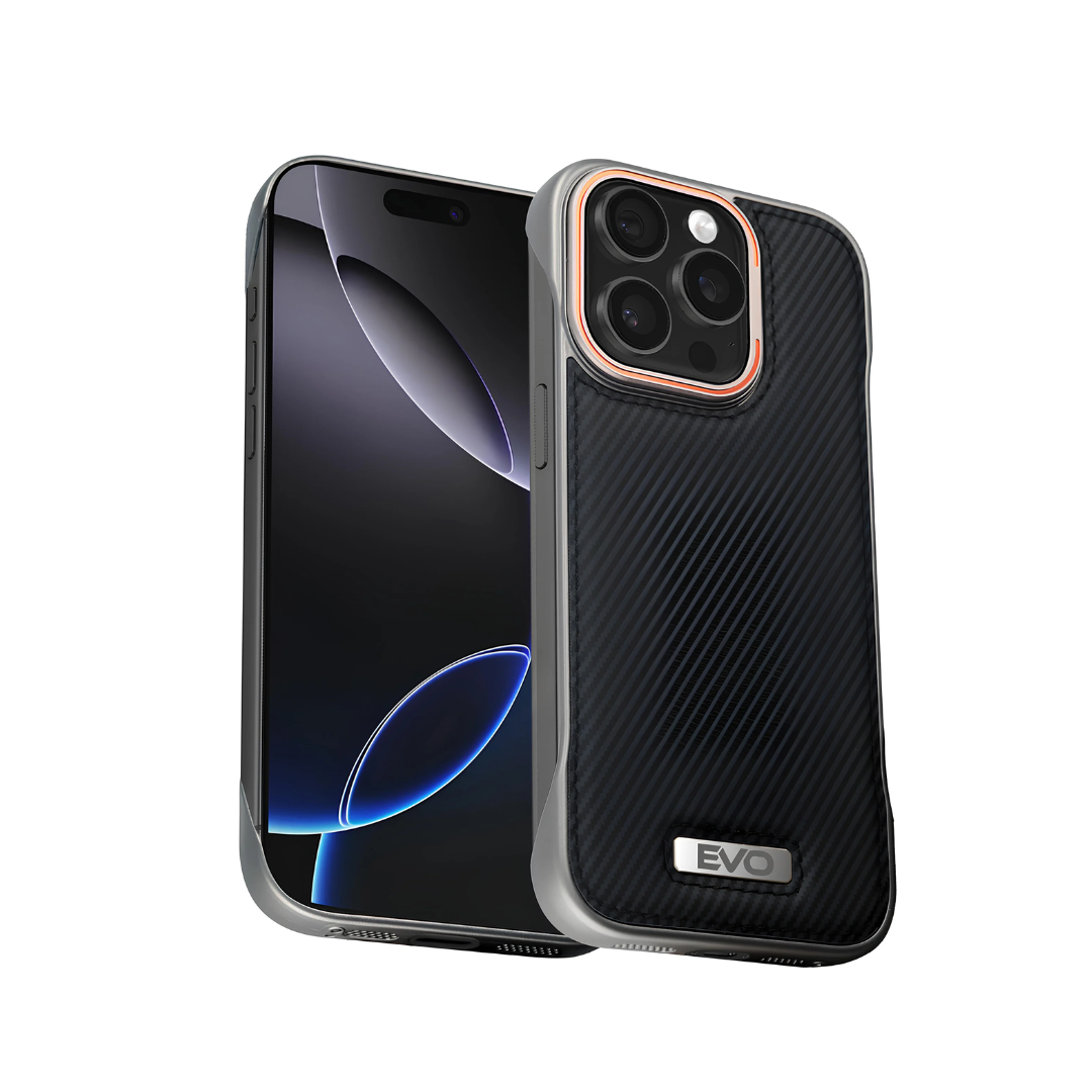 EVO Carbon Design Leather Slim Case - BLACK for iPhone 13 Pro Max