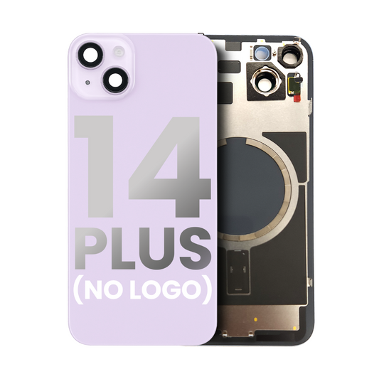 Cristal trasero con placa de acero e imán MagSafe preinstalado, compatible con iPhone 14 Plus (morado) (sin logotipo)