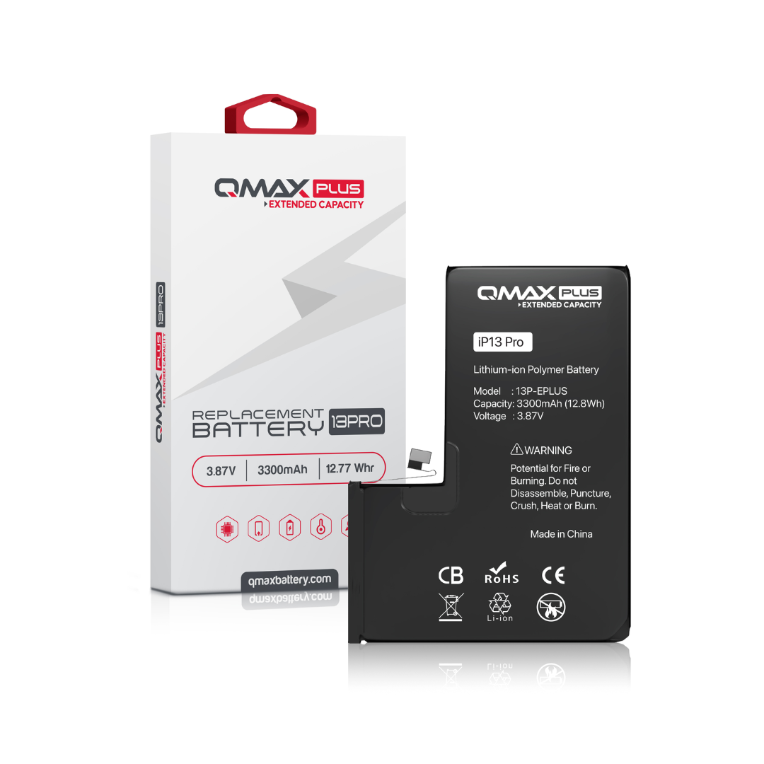 Batería de repuesto QMAX Plus de capacidad extendida para iPhone 13 Pro (3300 mAh)