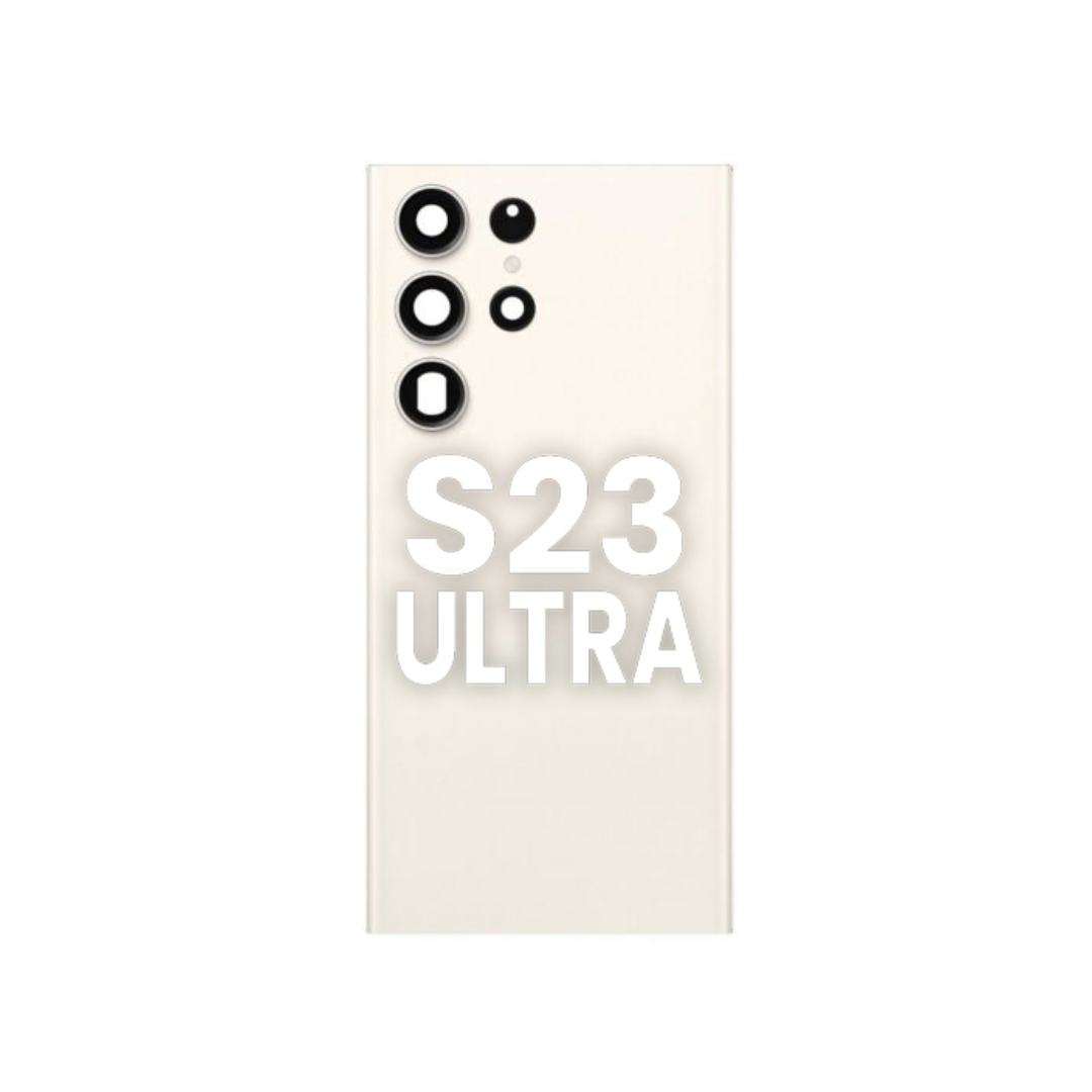Cristal trasero con lente de cámara y adhesivo para Galaxy S23 Ultra (CREMA)