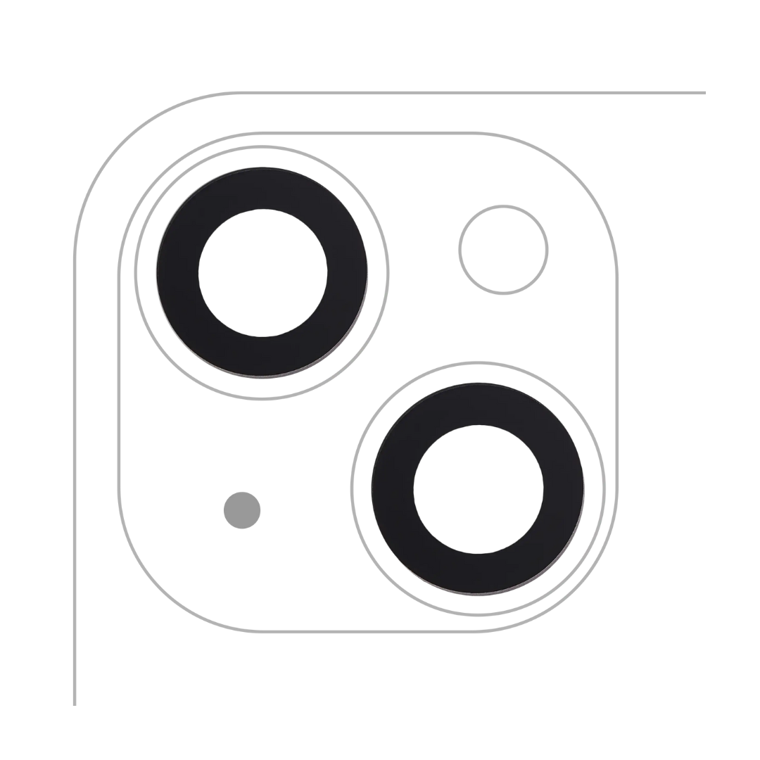 Lente de cámara trasera (solo cristal) con adhesivo para iPhone 14/14 Plus/15/15 Plus (juego de 2 piezas) (Aftermarket Plus)