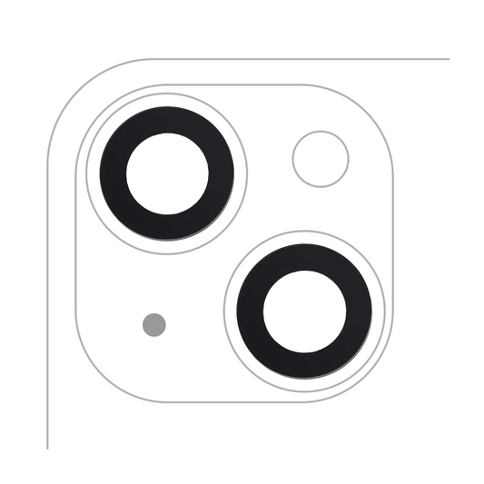 Lente de cámara trasera (solo cristal) con adhesivo para iPhone 14/14 Plus/15/15 Plus (juego de 2 piezas) (Aftermarket Plus)