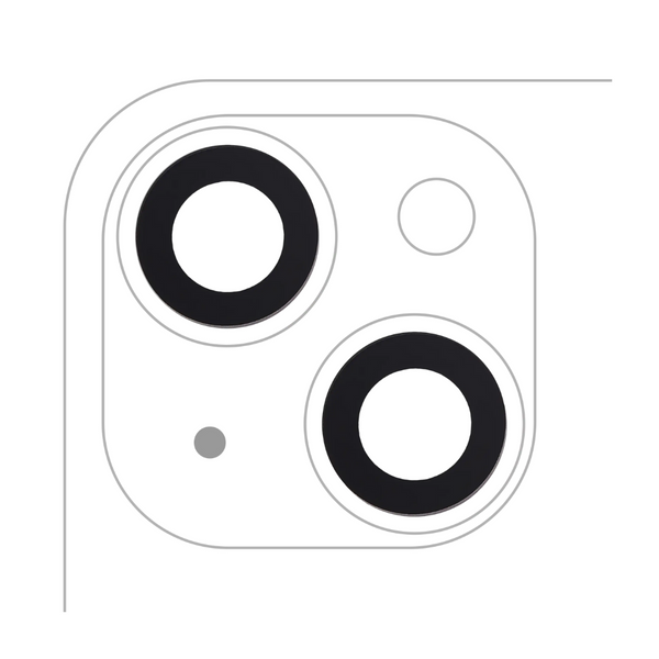 Lente de cámara trasera (solo cristal) con adhesivo para iPhone 14/14 Plus/15/15 Plus (juego de 2 piezas) (Aftermarket Plus)