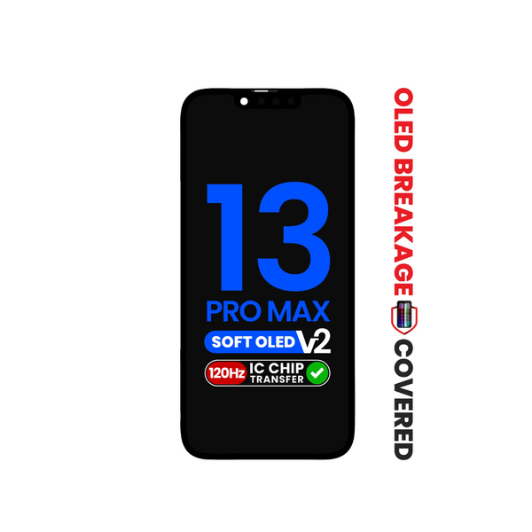 Ensamblaje de OLED para iPhone 13 Pro Max (QV8 de repuesto/Soft/120 Hz) (Apto para transferencia IC) (Garantía exclusiva contra rotura de OLED)