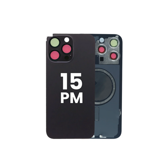 Cristal trasero del iPhone 15 Pro Max (NEGRO) (SIN LOGOTIPO)