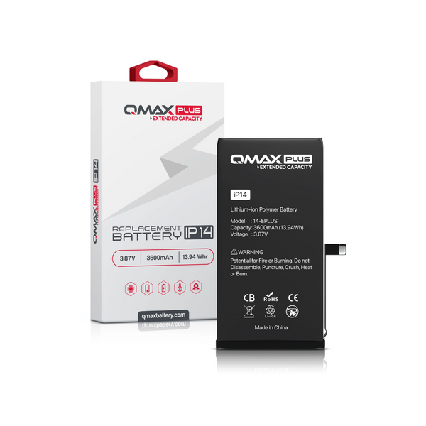 Batería de repuesto de capacidad extendida QMAX Plus para iPhone 14 (3600 mAH)