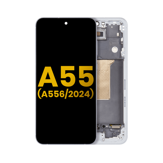OLED Assembly With Frame Compatible For Samsung Galaxy A55 (A556 / 2024) (Refurbished) (Iceblue)