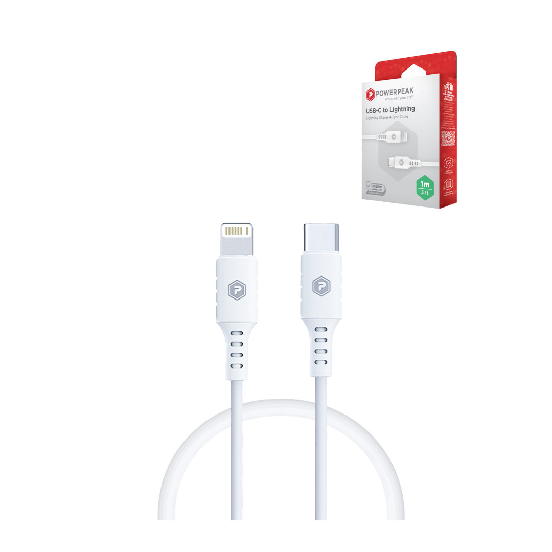 PowerPeak Type C - L Cable NON MFI (WHITE) (3ft)