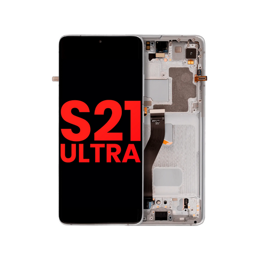 Conjunto OLED con marco compatible con Samsung Galaxy S21 Ultra 5G (Aftermarket Plus) (Phantom Silver)