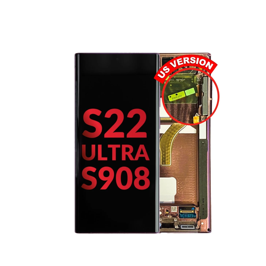 OLED Assembly with Frame for Galaxy S22 Ultra (S908) (BURGUNDY) (Aftermarket OLED)