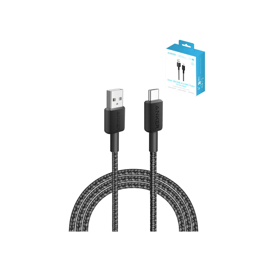 Anker 322 USB A-C Braided Charging Cable (3ft) (15W) (WHITE)