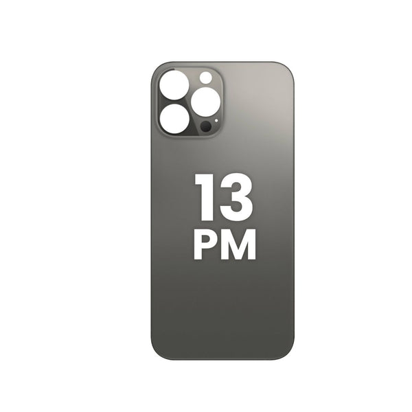 Cristal trasero del iPhone 13 Pro Max (orificio de cámara más grande) (GRAFITO) (SIN LOGOTIPO)