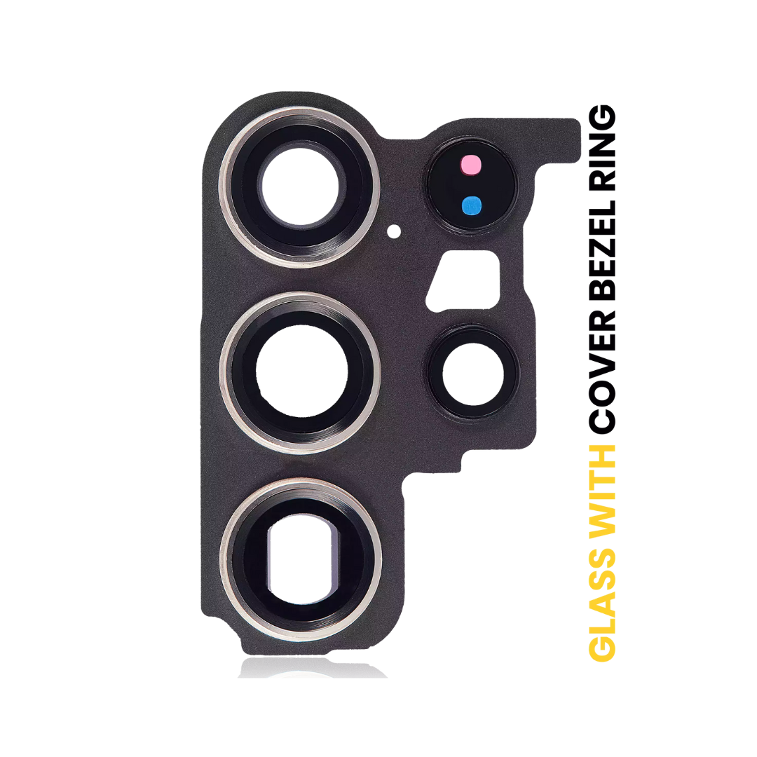 Back Camera Lens With Cover Bezel Ring Compatible For Samsung Galaxy S23 Ultra 5G (Phantom Black)