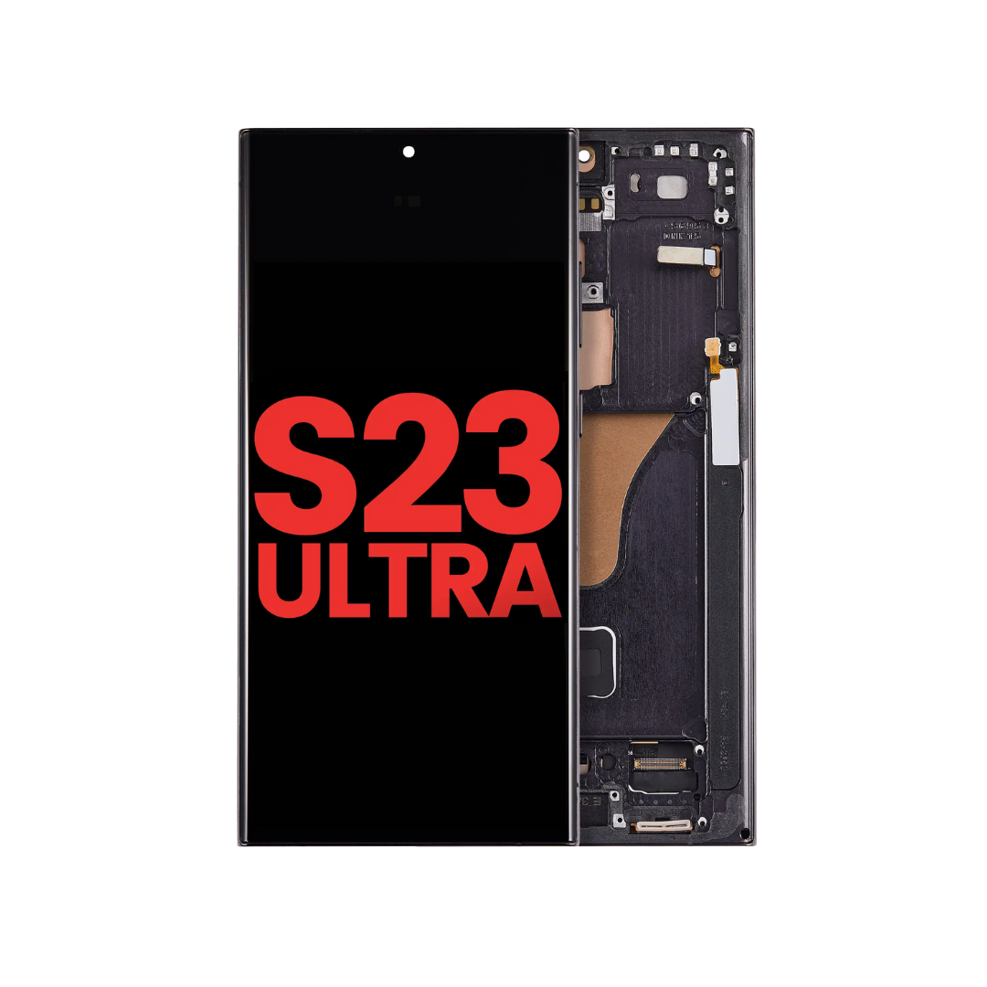 Ensamblaje OLED con marco compatible con Samsung Galaxy S23 Ultra (EE. UU. e internacional) (Aftermarket Plus) (Phantom Black)