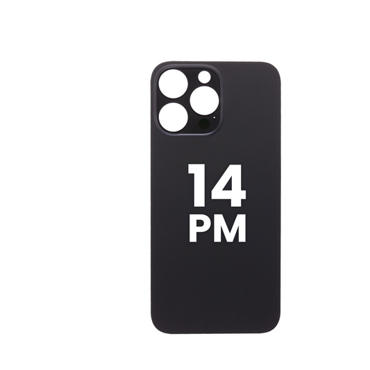 Cristal trasero del iPhone 14 Pro Max (orificio de cámara más grande) (NEGRO ESPACIAL) (SIN LOGOTIPO)