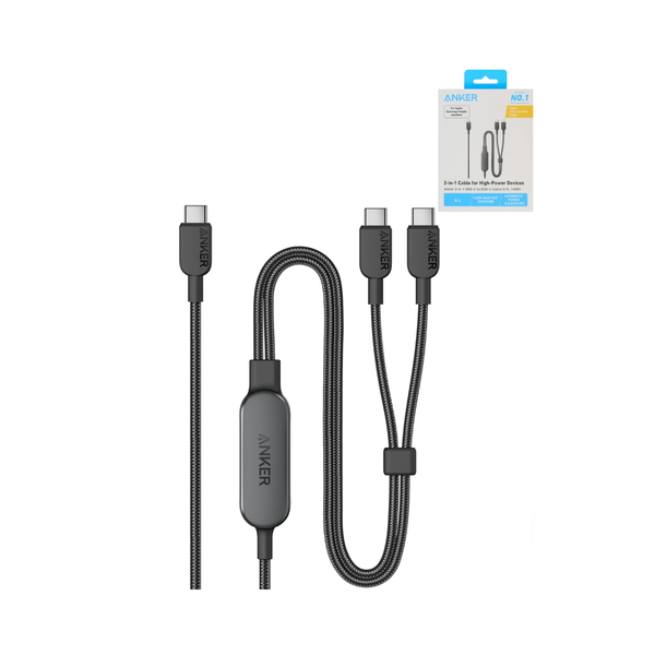Anker Braided 2-in-1 USB C-C Charging Cable (4ft) (BLACK)