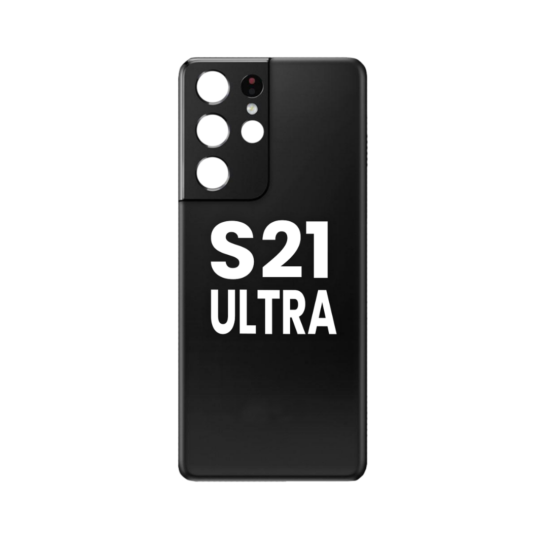 Back Glass with Camera Lens and Adhesive for Galaxy S21 Ultra (PHANTOM BLACK)