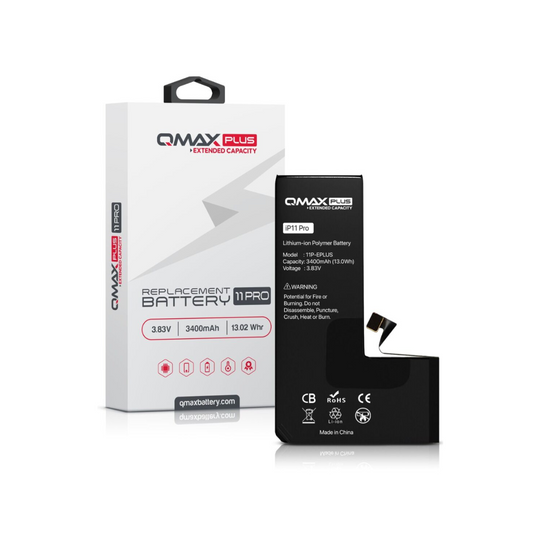 QMAX Plus Extended Capacity Replacement Battery for iPhone 11 Pro (3400 mAH)