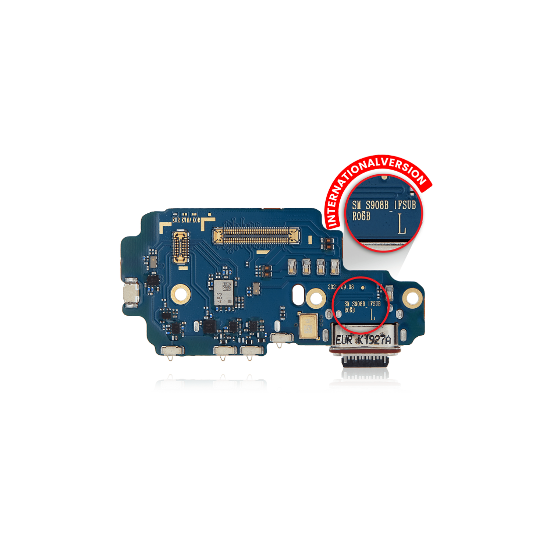 Placa de puerto de carga con lector de tarjetas SIM compatible con Samsung Galaxy S22 Ultra 5G (S908B/N) (versión internacional) (Premium)