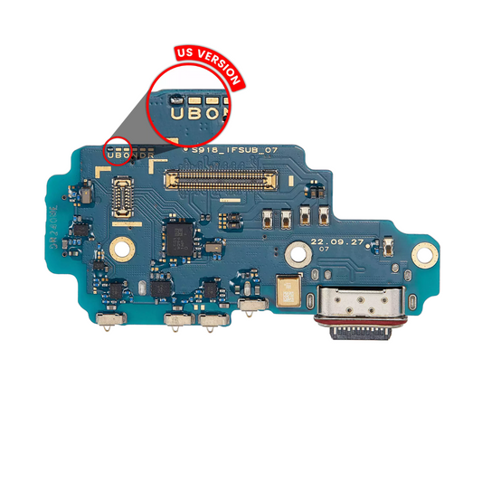 Placa de puerto de carga con lector de tarjetas SIM compatible con Samsung Galaxy S23 Ultra 5G (S918U) (versión estadounidense) (Premium)