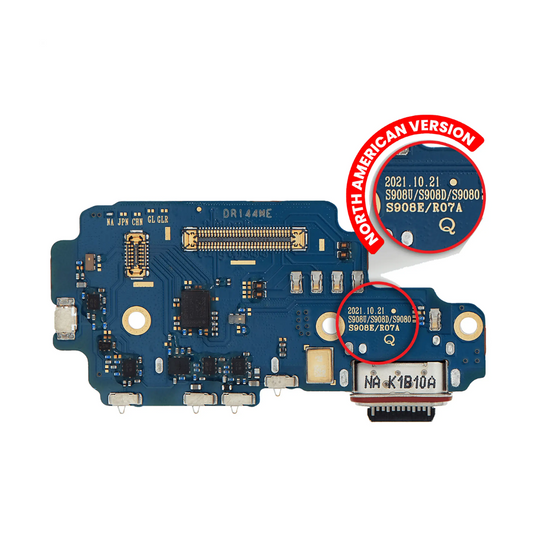Placa de puerto de carga con lector de tarjetas SIM compatible con Samsung Galaxy S22 Ultra 5G (versión estadounidense) (Premium)