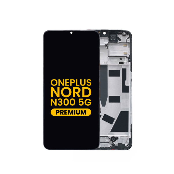 Pantalla LCD con marco para OnePlus Nord N300 5G (NEGRO) (Premium)