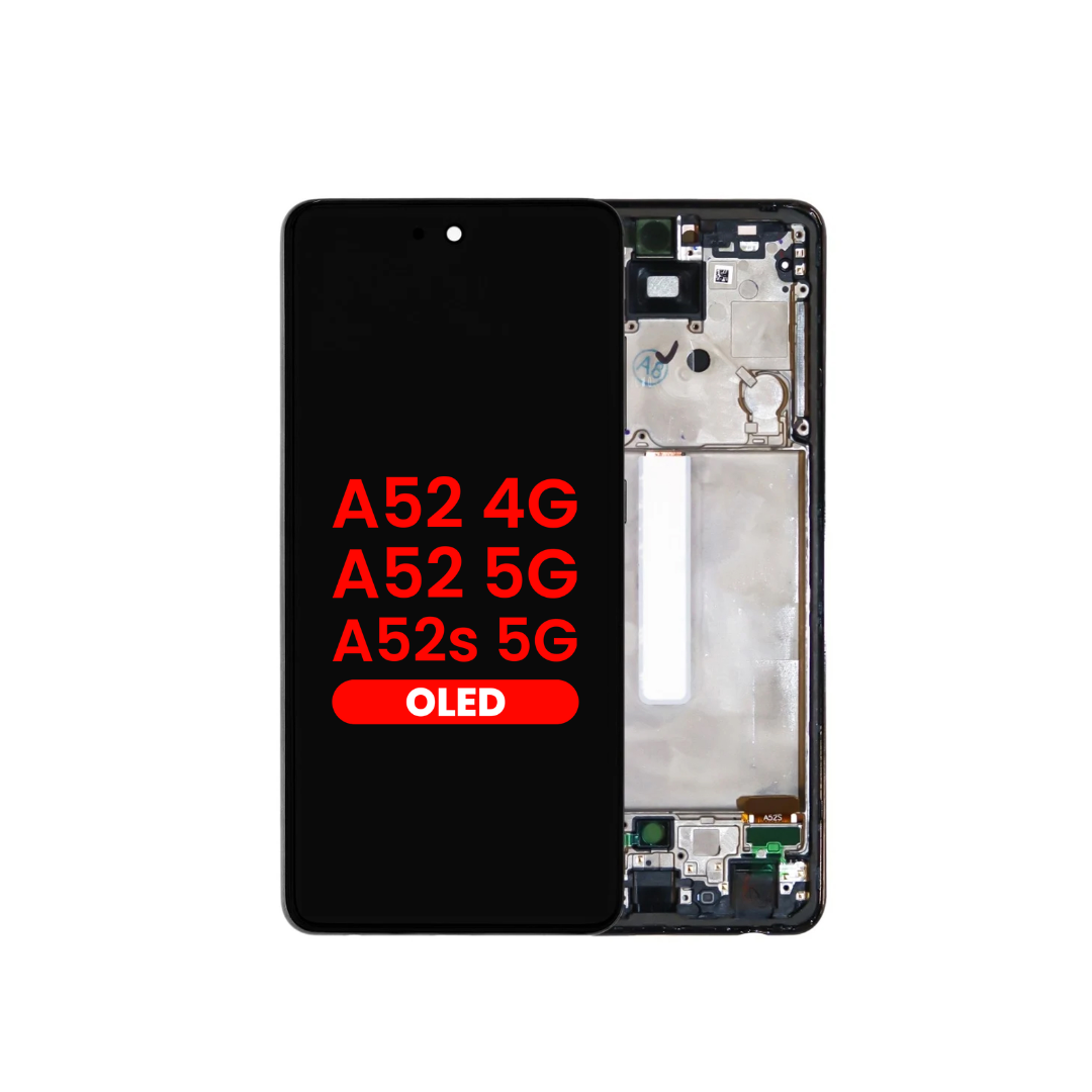 OLED Assembly with Frame (AWESOME BLACK) (Aftermarket OLED) for Galaxy A52 4G (A525 / 2021) / A52 5G (A526 / 2021) / A52S 5G (A528 / 2021)